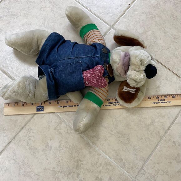 Vintage 1981 Ganz  WRINKLES Plush Puppet Dog w outfit & name tag - Picture 6 of 7